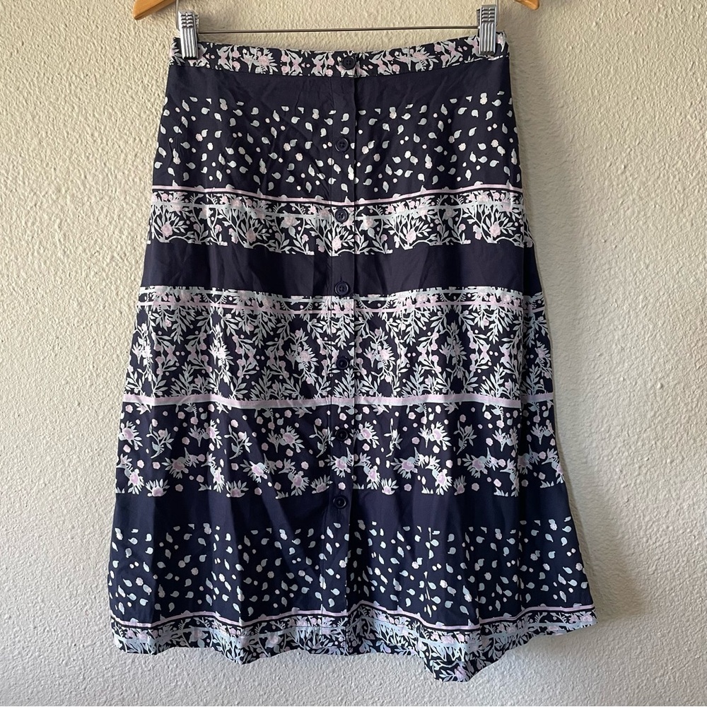 National Pull On Floral Midi Skirt Women's M Petite Challis Pockets Cottage Boho